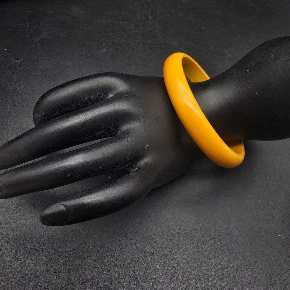 Yellow Bakelite Bangle Bracelet Vintage Plastic Costume Jewelry